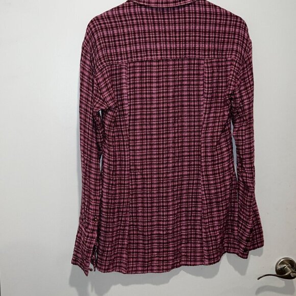 Anthropologie Pilcro Womens Pink & Black Plaid Button-Down Shirt XS - Picture 7 of 9